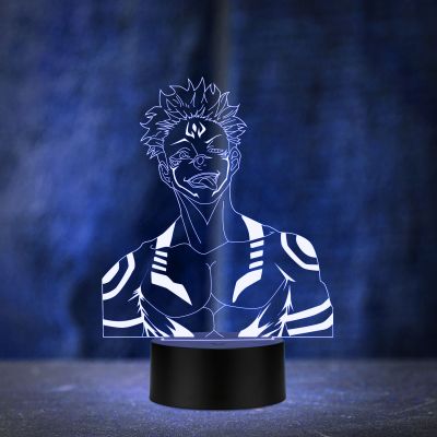 3D Illusion Jujutsu Kaisen Anime Led Night lamp for Bedroom Decor Night lamp 16 Color Changing Light With Remote Gift for Birthday (Wooden Base)